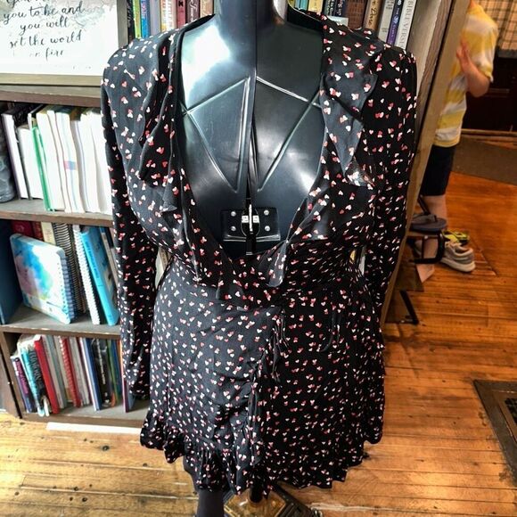 Lovers+Friends heart ruffled Flynn S mini wrap dress - Picture 3 of 5